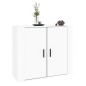 vidaXL Aparador de madera contrachapada blanco brillante 80x33x70 cm vidaXL Aparador de madera contrachapada blanco brillante 80x33x70 cm