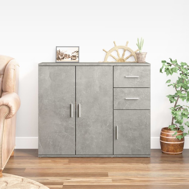vidaXL Aparador de madera contrachapada gris hormigón 91x29,5x75 cm