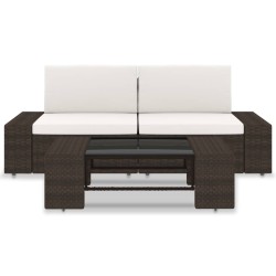 vidaXL Juego de muebles de jardín 3 piezas ratán sintético marrón