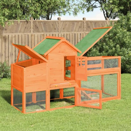 vidaXL Gallinero madera maciza de pino marrón 186,5x58,5x113 cm