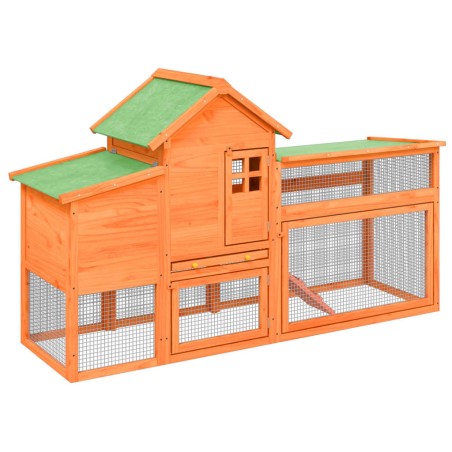 vidaXL Gallinero madera maciza de pino marrón 186,5x58,5x113 cm