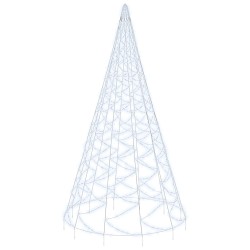vidaXL Árbol de Navidad en asta bandera 3000 LED blanco frío 800 cm