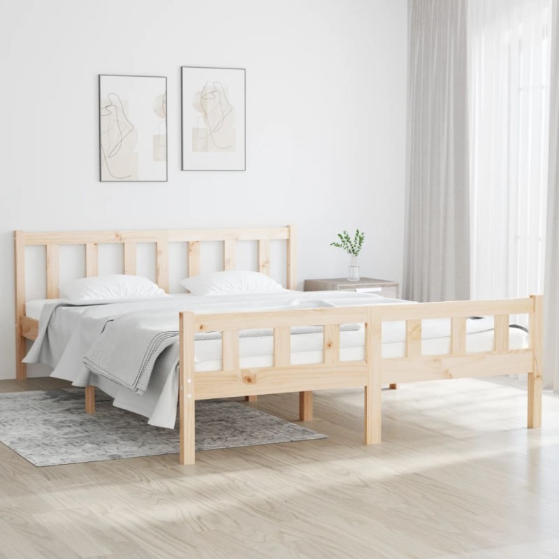 vidaXL Estructura de cama de madera maciza 140x200 cm vidaXL Estructura de cama de madera maciza 140x200 cm
