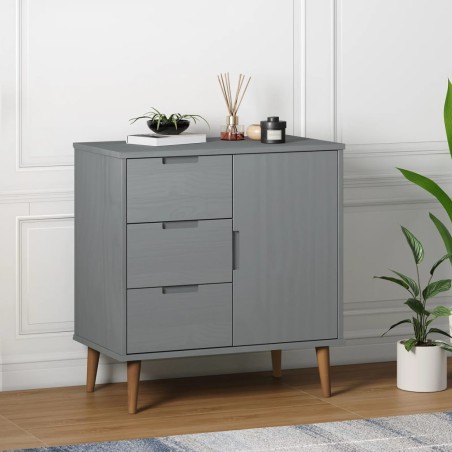 vidaXL Aparador MOLDE madera maciza de pino gris 76,5x40x80 cm