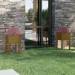 vidaXL Jardineras 2 uds madera maciza de pino marrón miel  40x40x70 cm