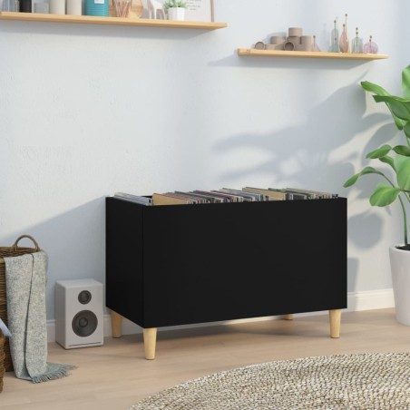 vidaXL Mueble para discos madera contrachapada negro 74,5x38x48 cm