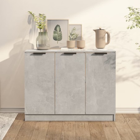 vidaXL Aparador de madera contrachapada gris hormigón 90,5x30x70 cm