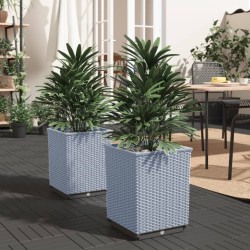 vidaXL Jardineras 2 unidades polipropileno gris claro 30x30x37 cm