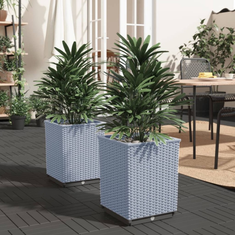vidaXL Jardineras 2 unidades polipropileno gris claro 30x30x37 cm vidaXL Jardineras 2 unidades polipropileno gris claro 30x30x37 cm