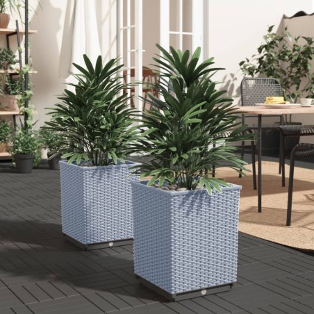vidaXL Jardineras 2 unidades polipropileno gris claro 30x30x37 cm