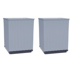 vidaXL Jardineras 2 unidades polipropileno gris claro 30x30x37 cm