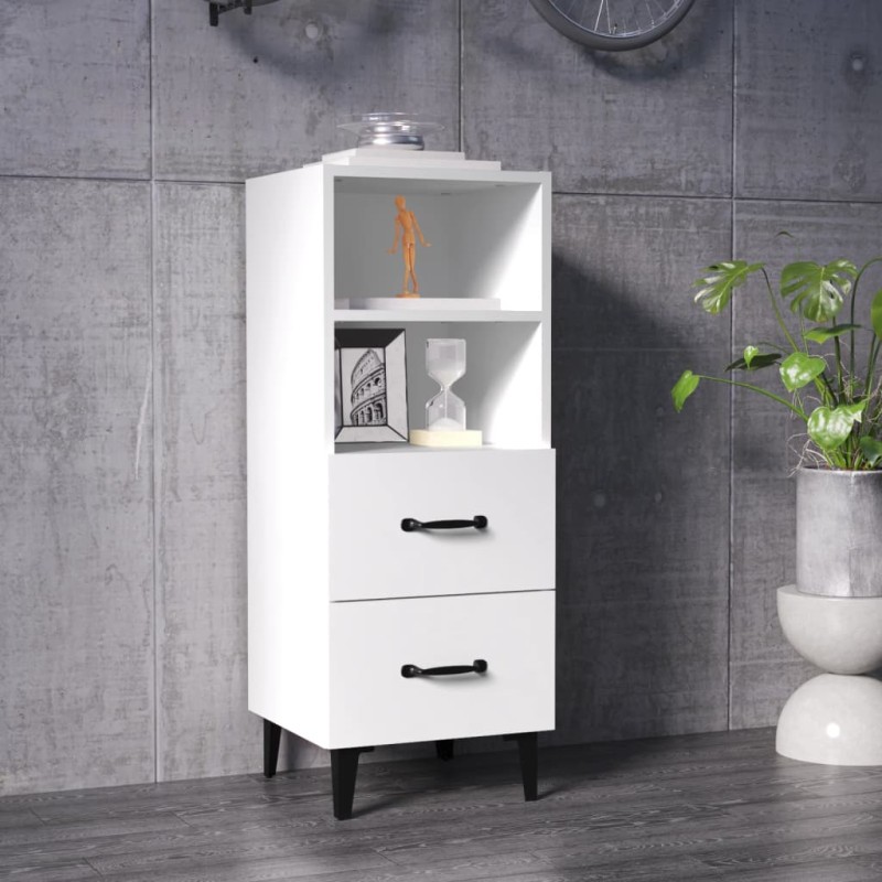 vidaXL Aparador de madera contrachapada blanco 34,5x34x90 cm vidaXL Aparador de madera contrachapada blanco 34,5x34x90 cm
