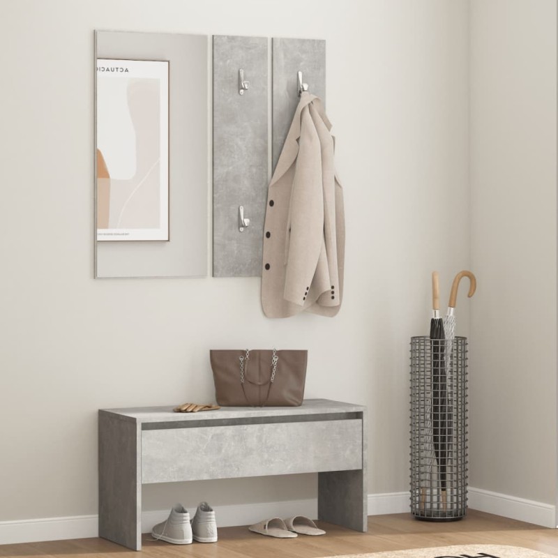 vidaXL Set de muebles de recibidor madera contrachapada gris hormigón vidaXL Set de muebles de recibidor madera contrachapada gris hormigón