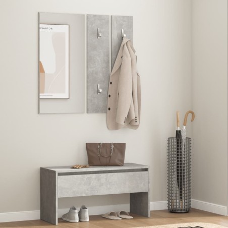 vidaXL Set de muebles de recibidor madera contrachapada gris hormigón