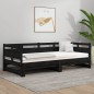 vidaXL Sofá cama extraíble madera maciza de pino negro 2x(90x200) cm