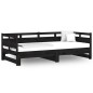 vidaXL Sofá cama extraíble madera maciza de pino negro 2x(90x200) cm
