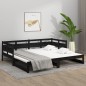 vidaXL Sofá cama extraíble madera maciza de pino negro 2x(90x200) cm