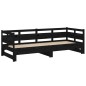 vidaXL Sofá cama extraíble madera maciza de pino negro 2x(90x200) cm