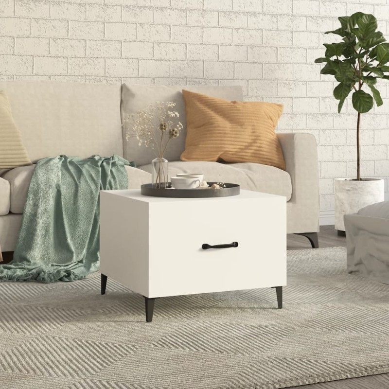 vidaXL Mesa de centro con patas de metal blanco 50x50x40 cm vidaXL Mesa de centro con patas de metal blanco 50x50x40 cm