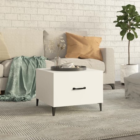 vidaXL Mesa de centro con patas de metal blanco 50x50x40 cm