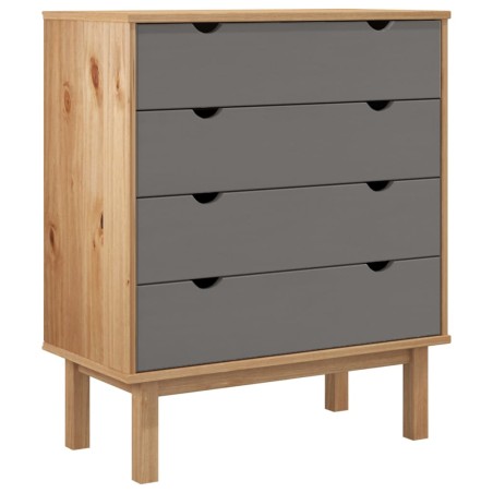 vidaXL Cajonera OTTA madera maciza pino marrón y gris 76,5x39,5x90 cm
