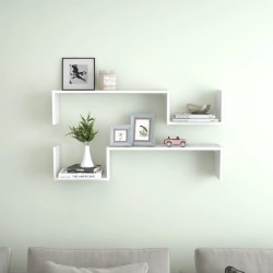 vidaXL Estantes de pared 2 uds contrachapado blanco brillo 100x15x20cm