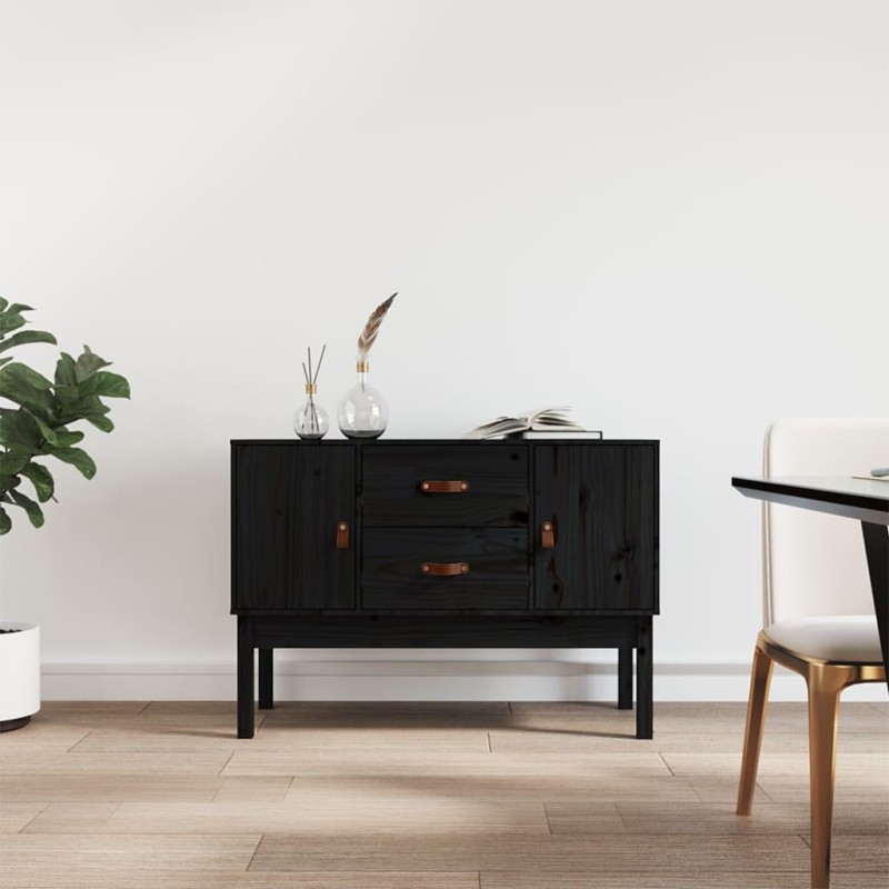 vidaXL Aparador madera maciza de pino negro 110x40x78 cm vidaXL Aparador madera maciza de pino negro 110x40x78 cm