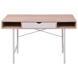 vidaXL Escritorio con un cajón de roble y blanco  