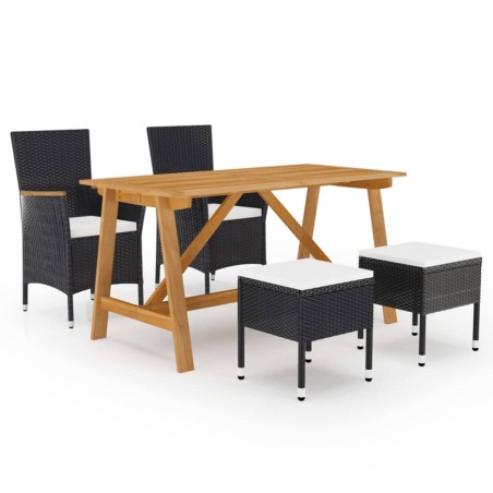 vidaXL Juego de comedor de jardín de 5 piezas negro