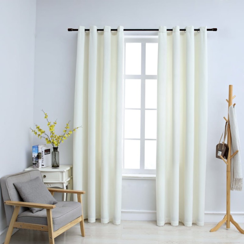 vidaXL Cortinas opacas con anillas 2 uds terciopelo crema 140x175 cm vidaXL Cortinas opacas con anillas 2 uds terciopelo crema 140x175 cm