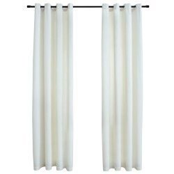 vidaXL Cortinas opacas con anillas 2 uds terciopelo crema 140x175 cm