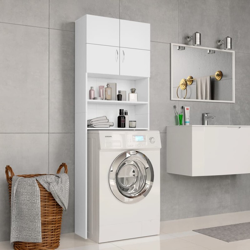 vidaXL Armario de lavadora madera contrachapada blanco 64x25,5x190 cm