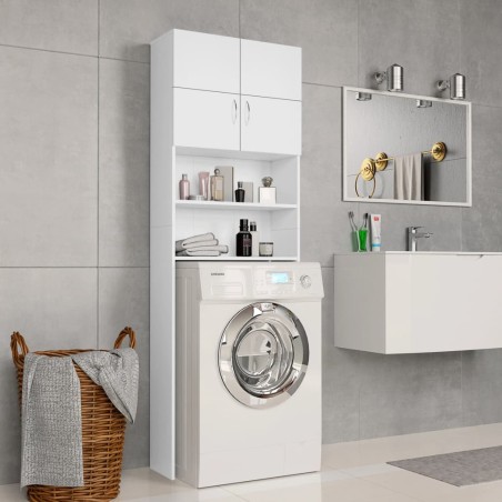 vidaXL Armario de lavadora madera contrachapada blanco 64x25,5x190 cm