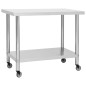 vidaXL Mesa de trabajo para cocina con ruedas acero inox 100x30x85 cm vidaXL Mesa de trabajo para cocina con ruedas acero inox 100x30x85 cm