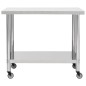 vidaXL Mesa de trabajo para cocina con ruedas acero inox 100x30x85 cm vidaXL Mesa de trabajo para cocina con ruedas acero inox 100x30x85 cm