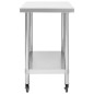 vidaXL Mesa de trabajo para cocina con ruedas acero inox 100x30x85 cm vidaXL Mesa de trabajo para cocina con ruedas acero inox 100x30x85 cm