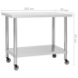 vidaXL Mesa de trabajo para cocina con ruedas acero inox 100x30x85 cm vidaXL Mesa de trabajo para cocina con ruedas acero inox 100x30x85 cm