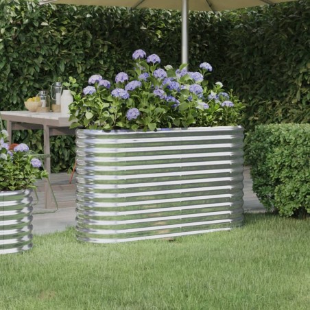 vidaXL Jardinera arriate acero recubrimiento polvo plata 114x40x68 cm