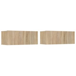 vidaXL Muebles para TV 2 uds madera contrachapada roble 80x30x30 cm