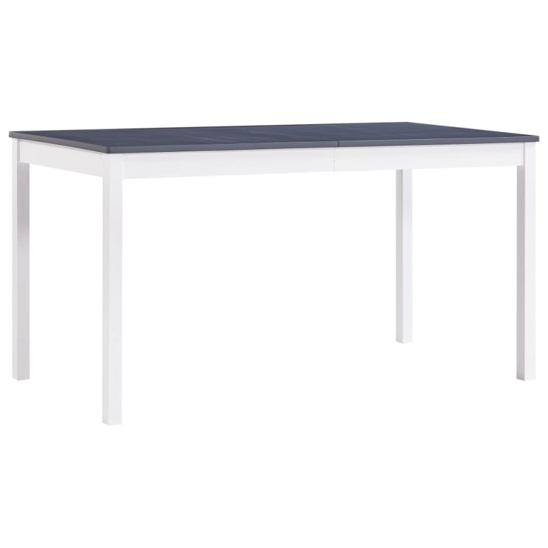 vidaXL Mesa de comedor de madera de pino blanco y gris 140x70x73 cm vidaXL Mesa de comedor de madera de pino blanco y gris 140x70x73 cm