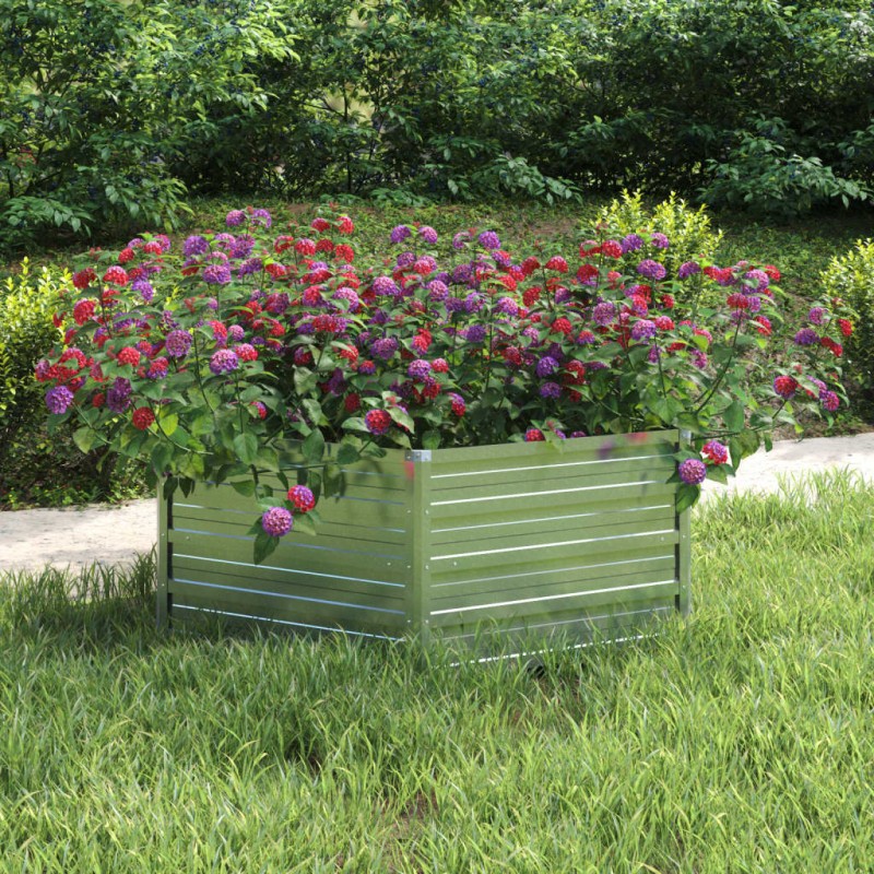 vidaXL Arriate de acero galvanizado plateado 129x45 cm vidaXL Arriate de acero galvanizado plateado 129x45 cm