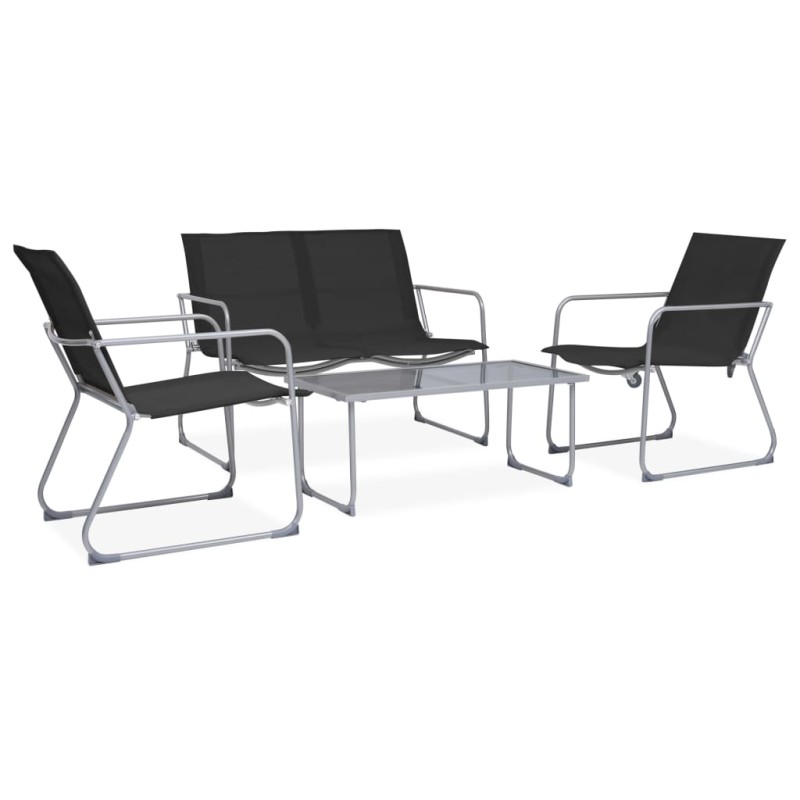 vidaXL Juego de muebles de jardín 4 piezas tela y acero negro vidaXL Juego de muebles de jardín 4 piezas tela y acero negro