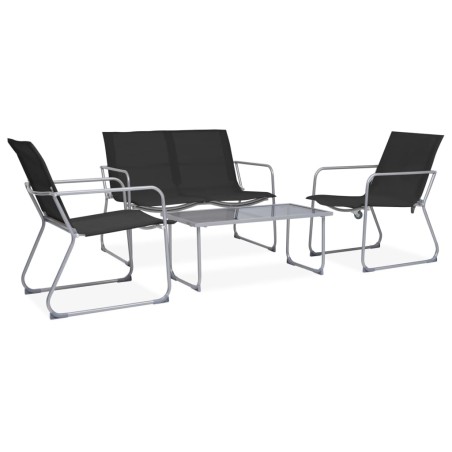vidaXL Juego de muebles de jardín 4 piezas tela y acero negro
