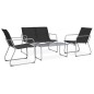 vidaXL Juego de muebles de jardín 4 piezas tela y acero negro vidaXL Juego de muebles de jardín 4 piezas tela y acero negro