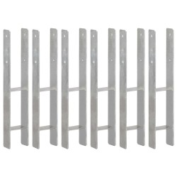 vidaXL Anclajes de valla 6 uds acero galvanizado plateado 10x6x60 cm