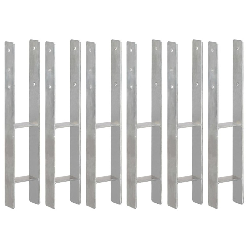 vidaXL Anclajes de valla 6 uds acero galvanizado plateado 10x6x60 cm