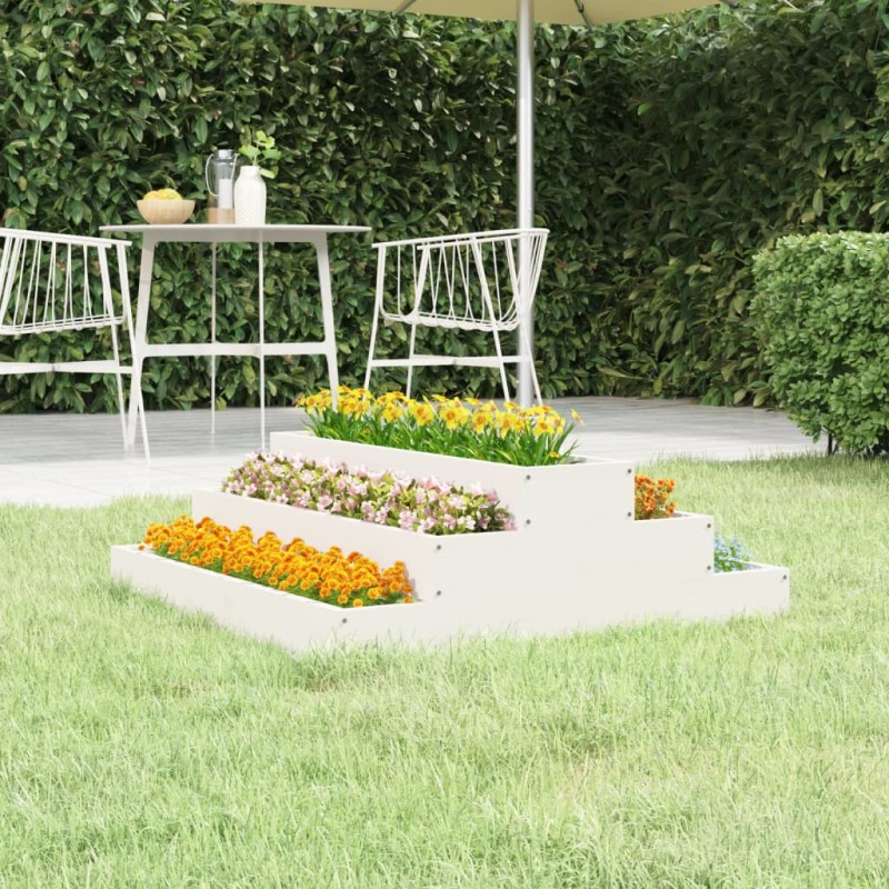 vidaXL Jardinera de madera maciza de pino blanco 80x80x27 cm vidaXL Jardinera de madera maciza de pino blanco 80x80x27 cm