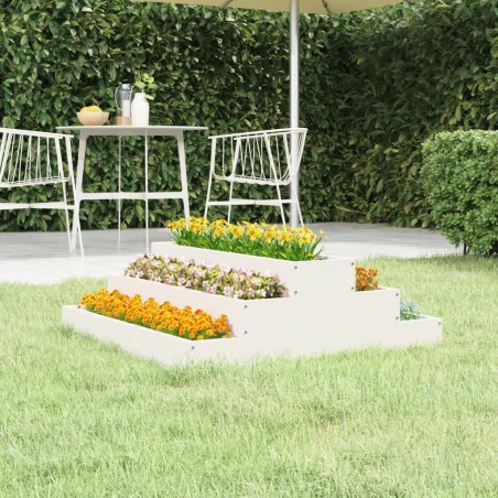 vidaXL Jardinera de madera maciza de pino blanco 80x80x27 cm