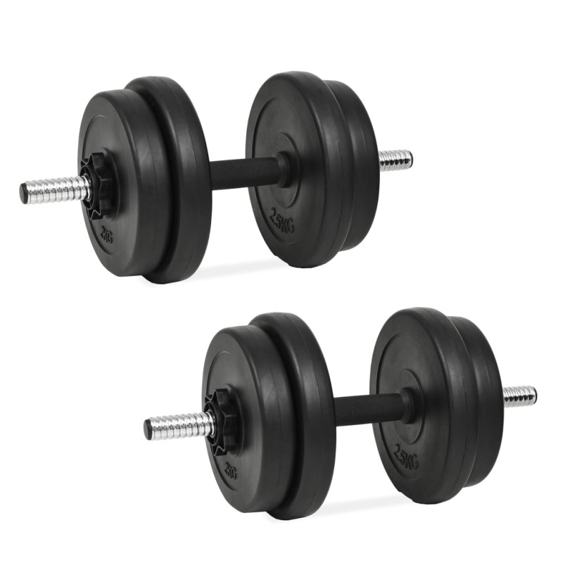vidaXL Juego de mancuernas hierro fundido 14 piezas 20 kg vidaXL Juego de mancuernas hierro fundido 14 piezas 20 kg