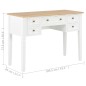 vidaXL Escritorio de madera blanco 109,5x45x77,5 cm
